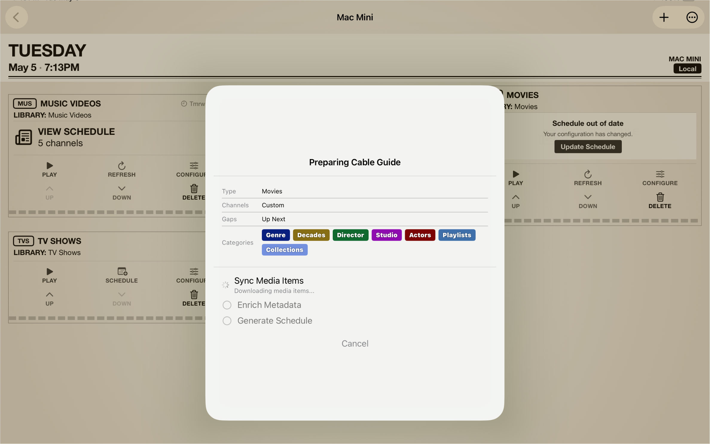 Scheduling options